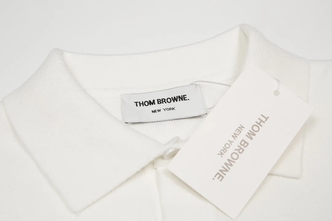 Thom Browne ➡️ POLO ， Retro Same Style Polo Versatile : White Size：M-2Xl
